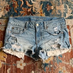 AEO Stretch Denim Shorts with Lace